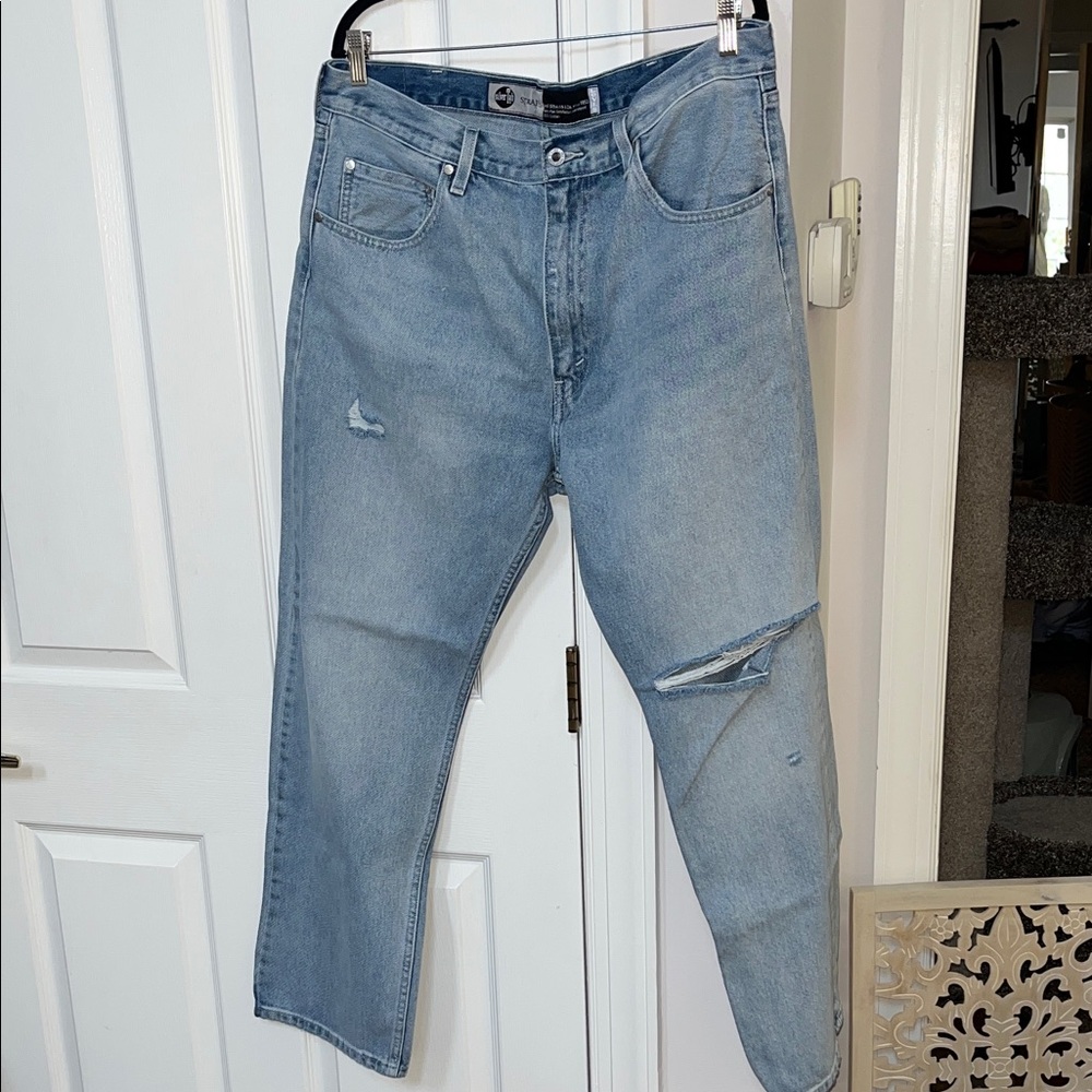 Levis Silvertab straight distressed light wash jeans Size 38W 32L
